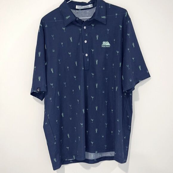 Criquet PGA West Men’s Blue Golf shirt Size L( Drink Pattern) - Picture 1 of 6